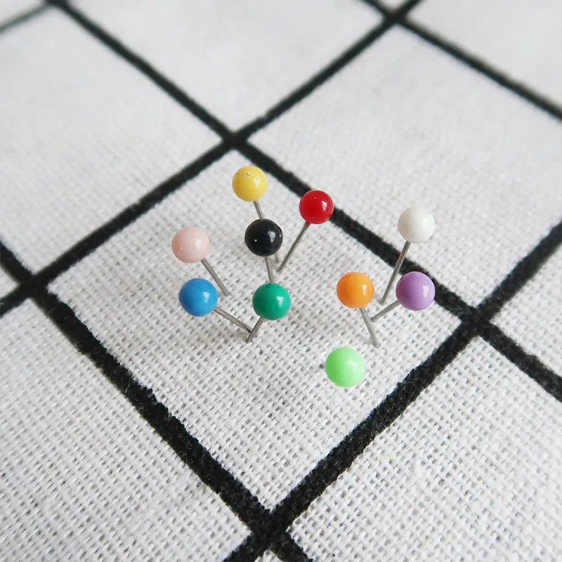 100pcs Multi-Color Push Pins Pins Round Head Mapa Tacks para Mapas Calendário Tecido de quadro branco Fazendo agulhas de pino de costura DIY