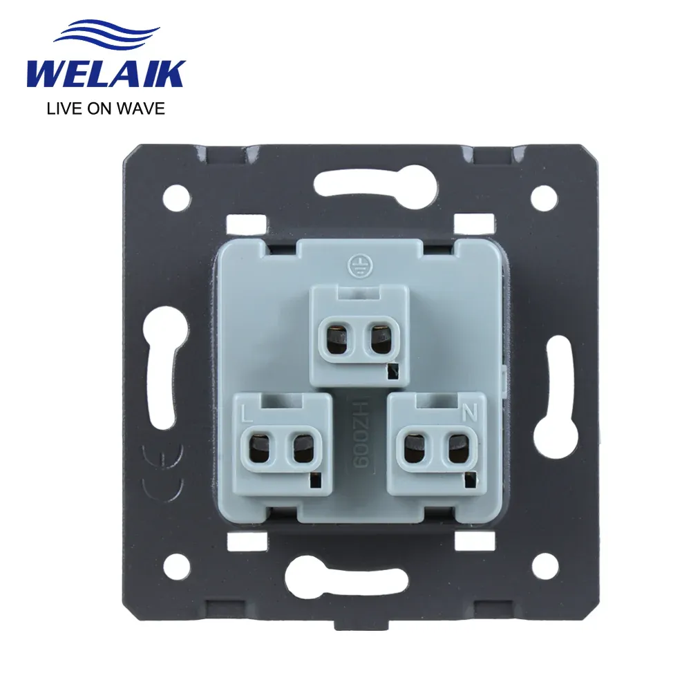 Welaik 10a eu standard standard trois trous multipuptive power diy-partts socket parties sans panel en verre A8MUW