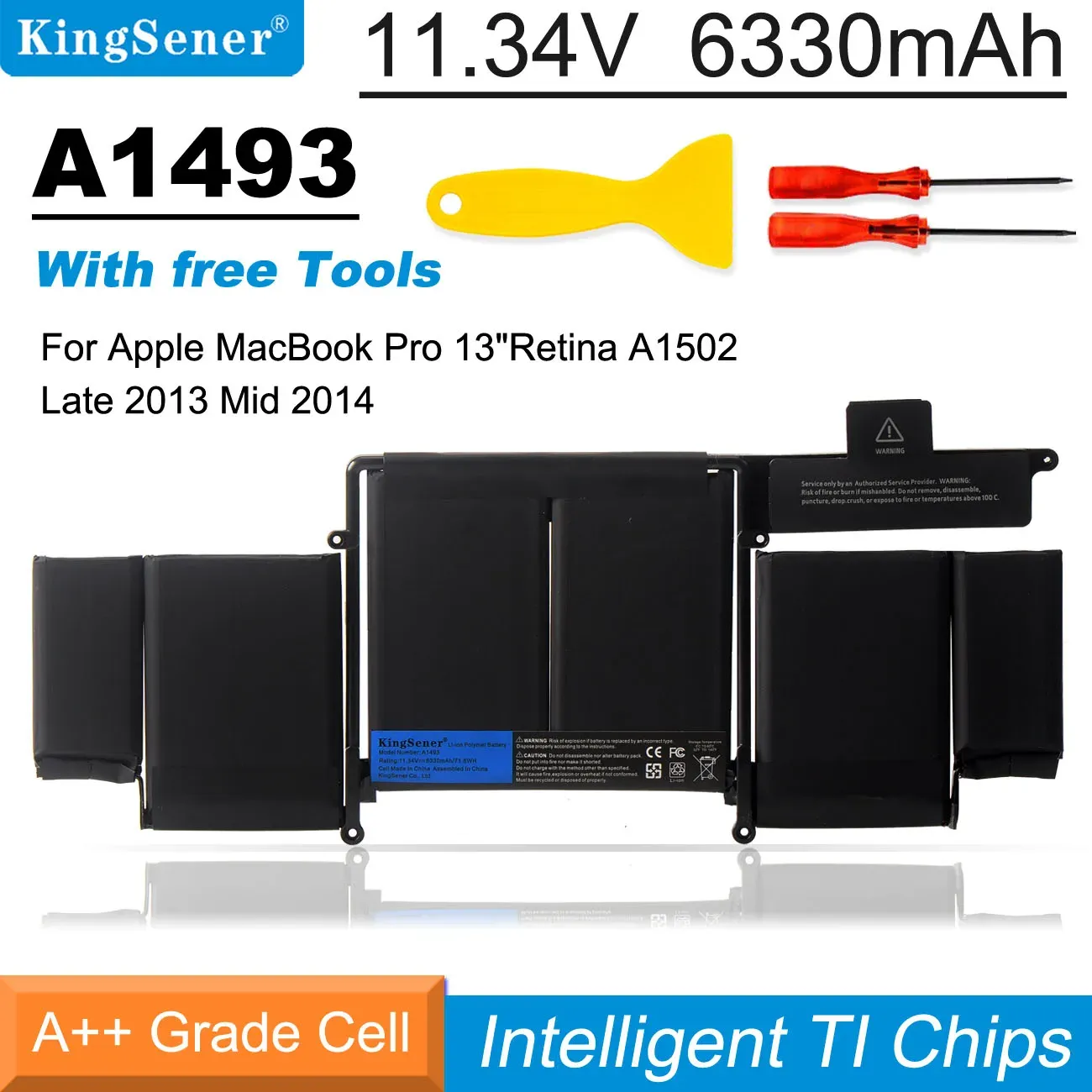 Baterie Kingsener A1493 Bateria laptopa dla Apple MacBook Pro 13 "2013 Retina A1502 ME864LL/A ME866LL/A ME865LL/A MGX72 ME864 ME866