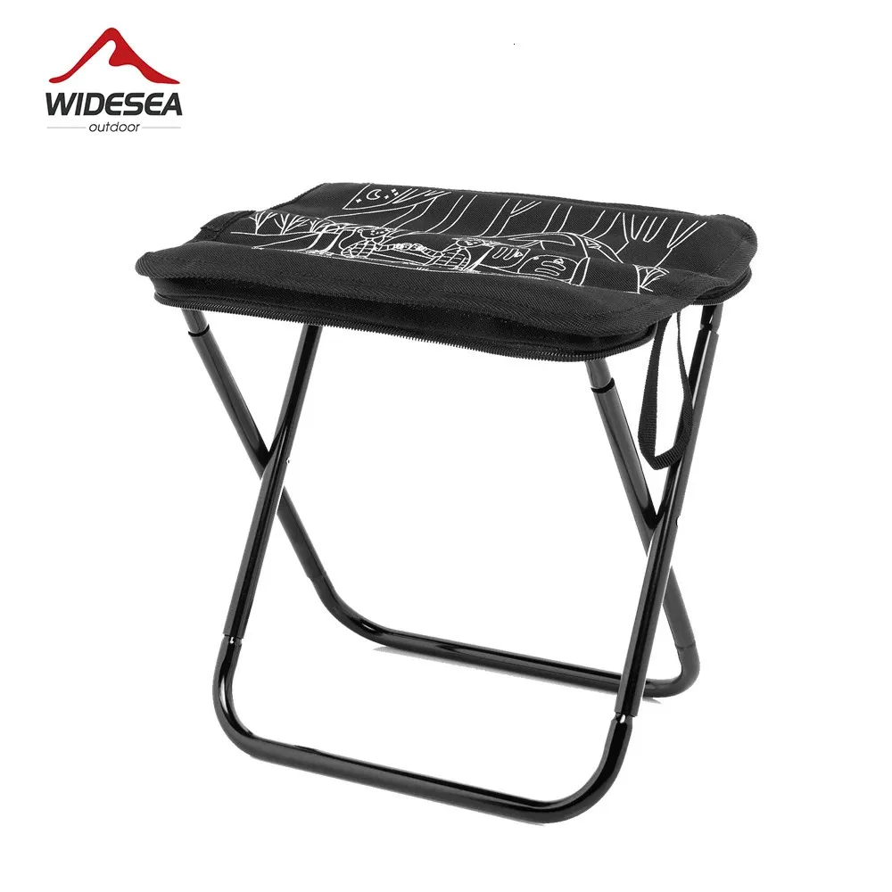 Tabouret de camping widesea pliant pêche extérieure à glissière légère rangement portable en acier inoxydable de randonnée meubles de voyage 240329