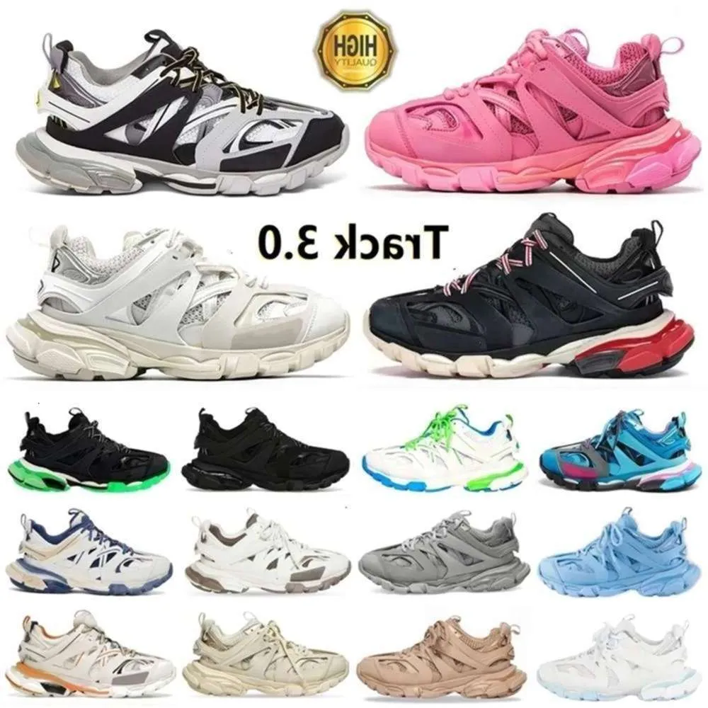 Factory Direct Vente Tracks Tracks Luxury Chaussures Femme Trainers Track 3 3.0 Chaussures AAA Triple White Black Leather Trainers Chaussures imprimées Taille 35-45