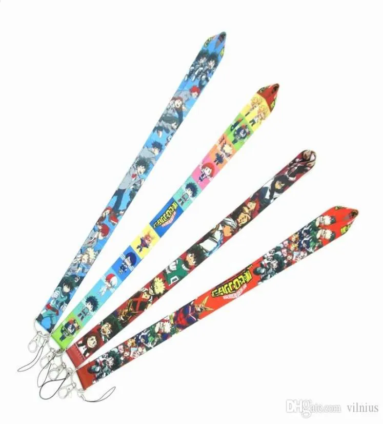 Nouveau 10pcs Cartoon Anime My Hero Academia Keychains Lanyard Neck Key Sobroche pour les clés de téléphone Carte d'identité Cartoon Lanyards8159998