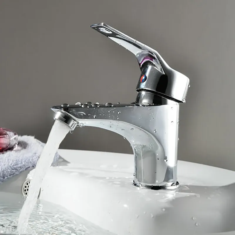LANGYO Cute Bathroom Chrome Vanity Basin Faucets Mixer Single Handle Hole Deck Mount Taps Silver Short Basin Faucet