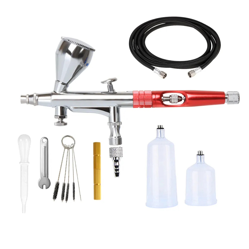 HHC Red Airbrush Spray Gun Paint Professional Air Brush Tool 180 Barber Hair Nail Beauty Mist Sprayer Facial Mister Skin SPA Pen