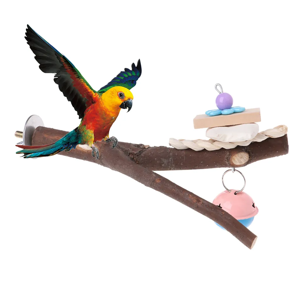 Vogelkäfigstangen Standplattform Parrot Spielzeug Pfoten Schleifbisse Spielzeug mit Bell für Papageien Shotes Pet Birds Training Accessoires