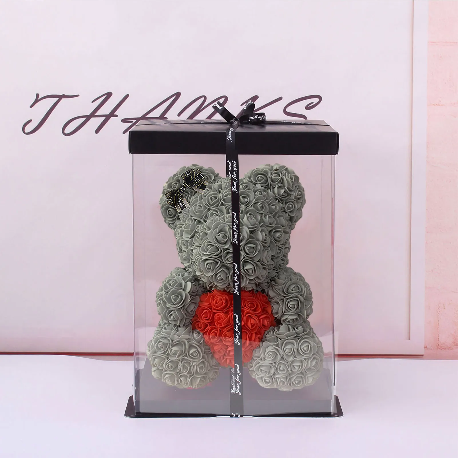 25cm Teddy Rose Bear Flores Artificiais Casamento Aniversário Mulher Girl Bear Of Rose box