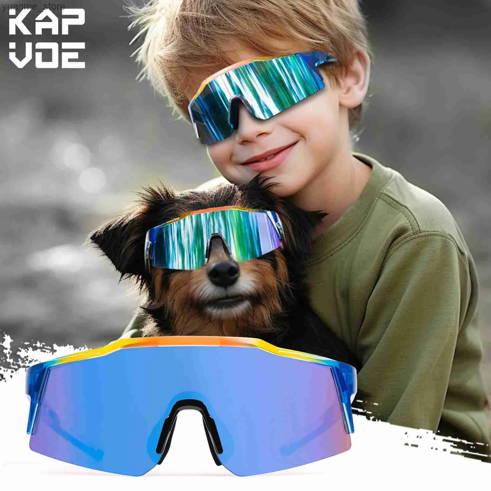 Lunettes extérieures kapvoe enfants lunettes de soleil verres à vélo pour enfants uv400 garçons filles parent-enfant-enfant extérieur de protection sportive de la protection sportive y240410