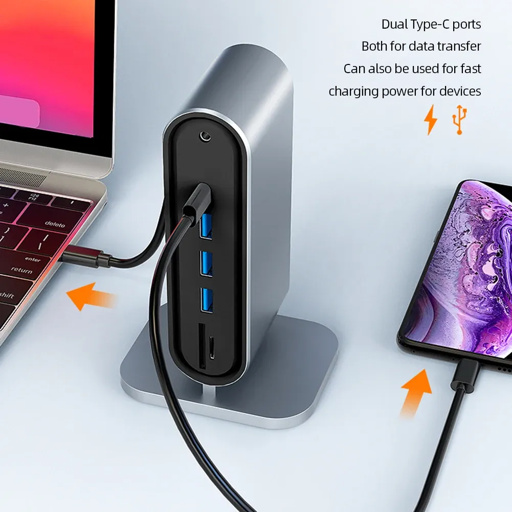 Станции 12 в 1 Dongle Dock Stage Speed 480 Мбит/с типов Adapter USB 3.0/VGA/RJ45 PORTS/3,5 мм -разъем тип C Док для ноутбука Typec