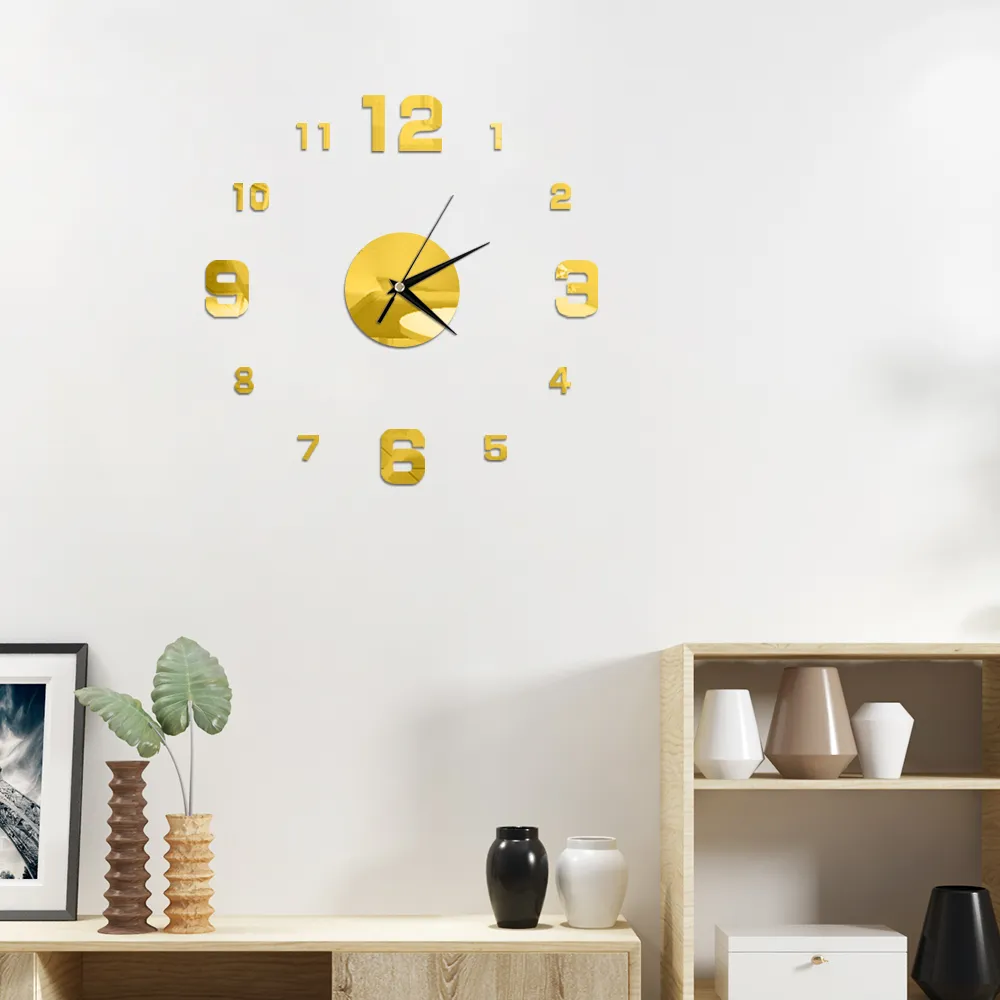 3D Wall Clock DIY Mirror Wall Stickers Home Decor Quartz Needle Watch Living Room Removable Art Decal Sticker reloj de pared Hot