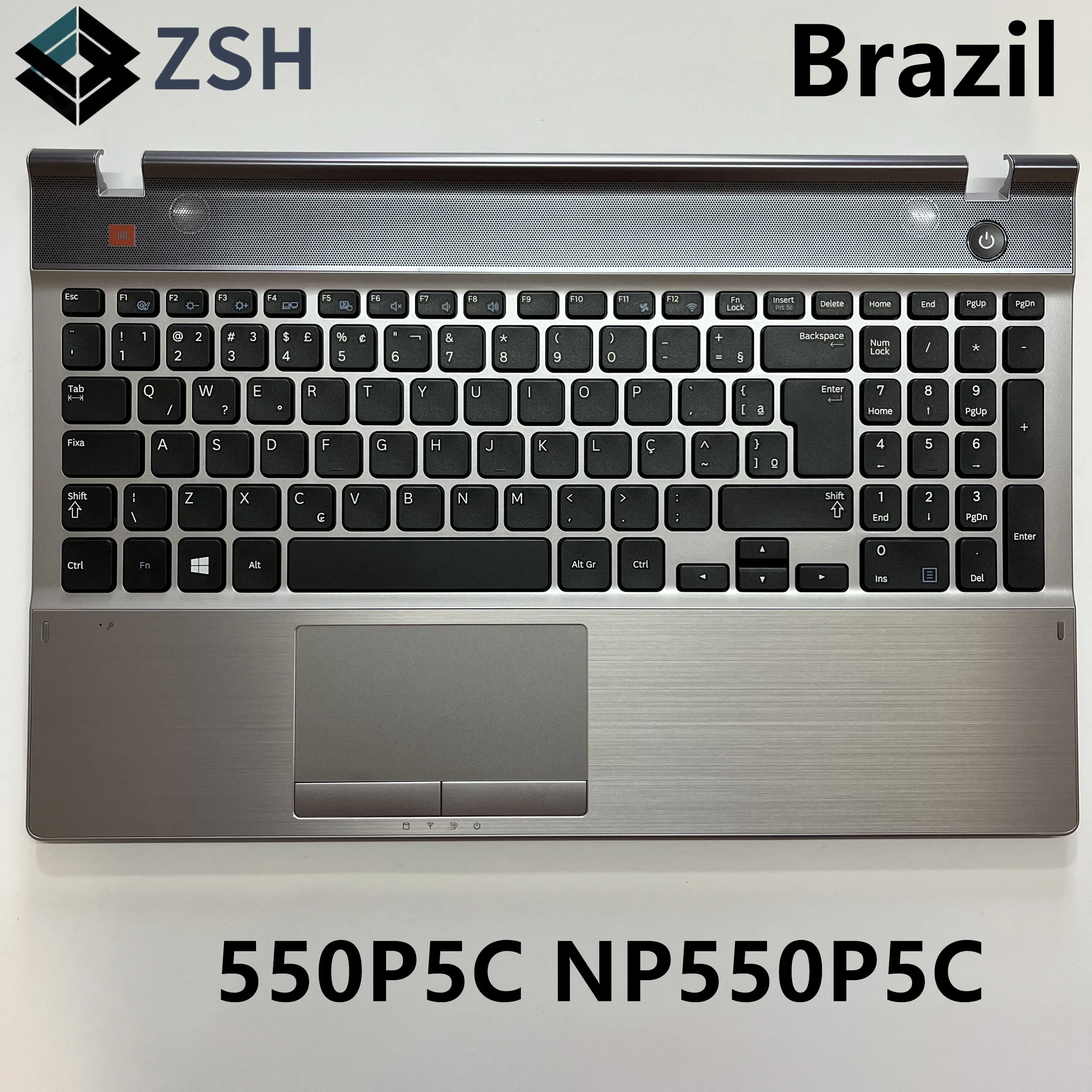 Tangentbord BR Ny bärbar dator Brasilien tangentbord med pekplattor Palmrest för Samsung NP550P5C 550P5C Laptop Keyboard C Cover C Cover