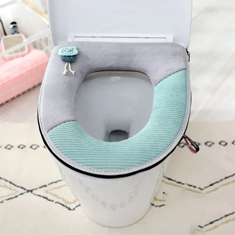 Maison d'été Couverture de siège de toilette mignonne accessoires de salle de bain zip mat à zip quatre saisons épaissis wc mat morte de sool avec poignée