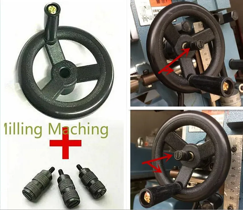 Milling Machine Hand Wheel Set with Fine Feed Black Plastic Wheel and ...