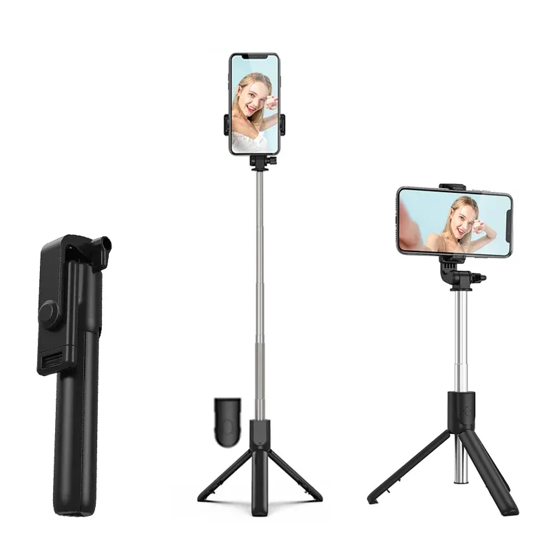 Sticks Selfie Stick med Tripod Stand Bluetooth Remote Control Mobiltelefon Selfie Stick Holder för iOS Android Smartphone Live Photo