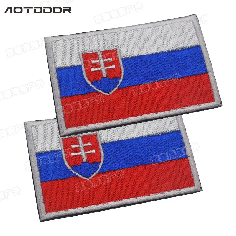 Slovak National Flag Infrared Patches Reflective Slovakia Embroidered Patch Military Tactical Armband Fabric Sticker Applique