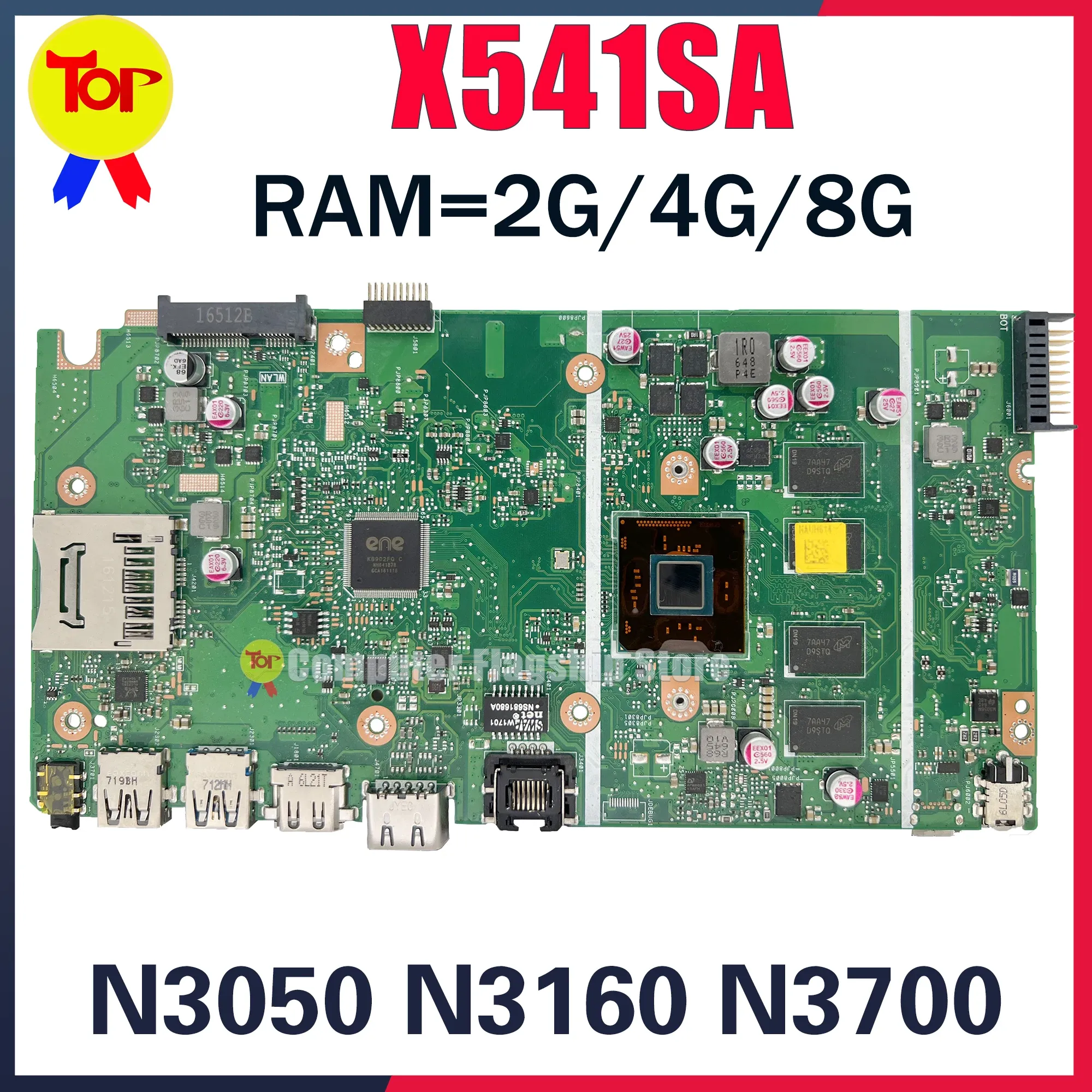 Motherboard KEFU X541S Laptop Motherboard For ASUS X541SA F541S N3050 N3060 N3150 N3160 N3700 N3710 RAM 2G/4G/8G 100% Working Testd