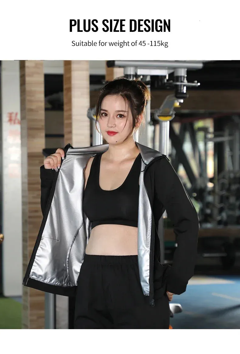 SAUNA SUIT FEMMES PLUS TIGHNES Gym de gym Ensembles pour transpiration de perte de poids Femelle Sports actifs Suites Slimming Tracksuit Y240401