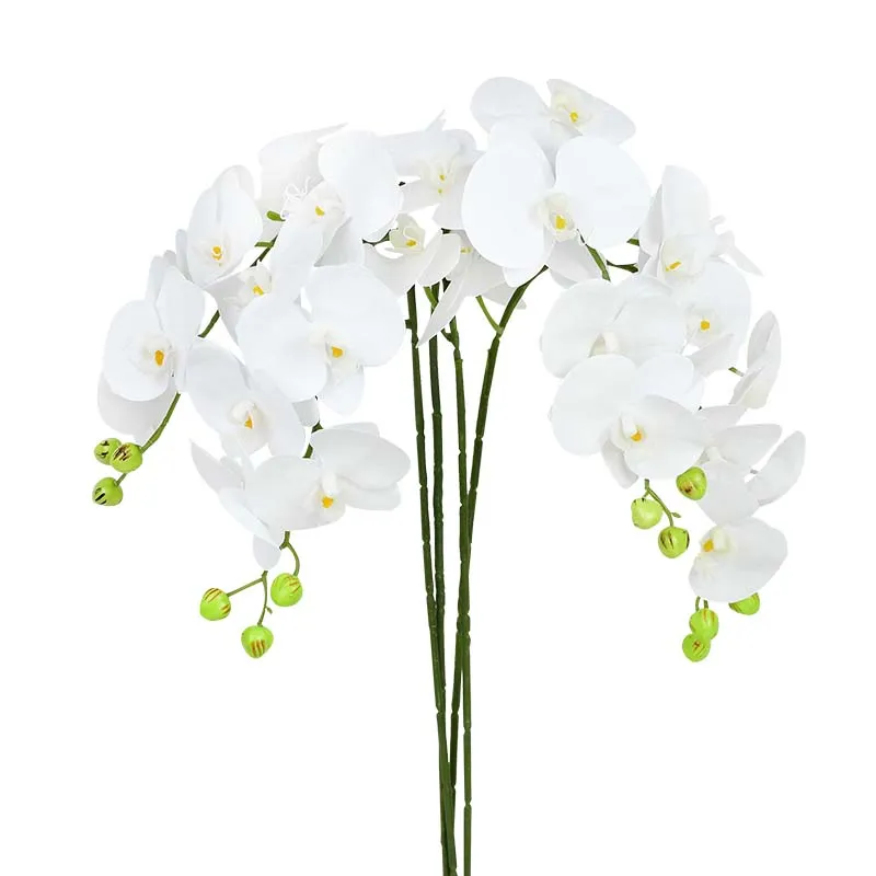 1pc 9heads 100cm Artificiel Orchid Flowers Butterfly Phalaenopsis Real Touch Orchid Wedding Festival Home Free Flower Decoration