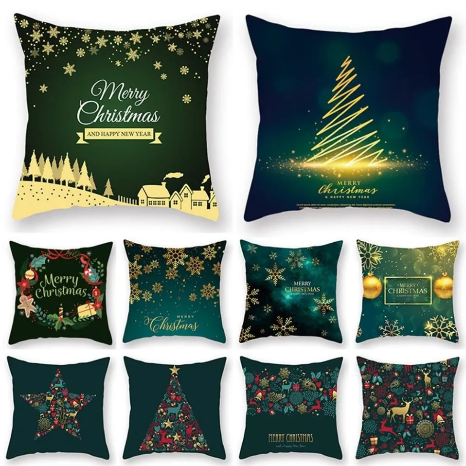 Taoup Green Christmas Pillow Case God juldekoration för hem Xmas Ornament Noel Pillow-Case Natal 2018 Navidad New Year197y