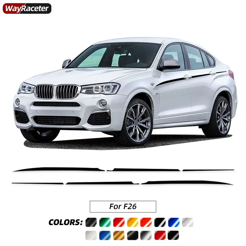 2 Pcs Door Side Upper Stripes Sticker Waist Line Body M Performance Decal For BMW X4 F26 2014 2015 2016 2017 2018 Accessories