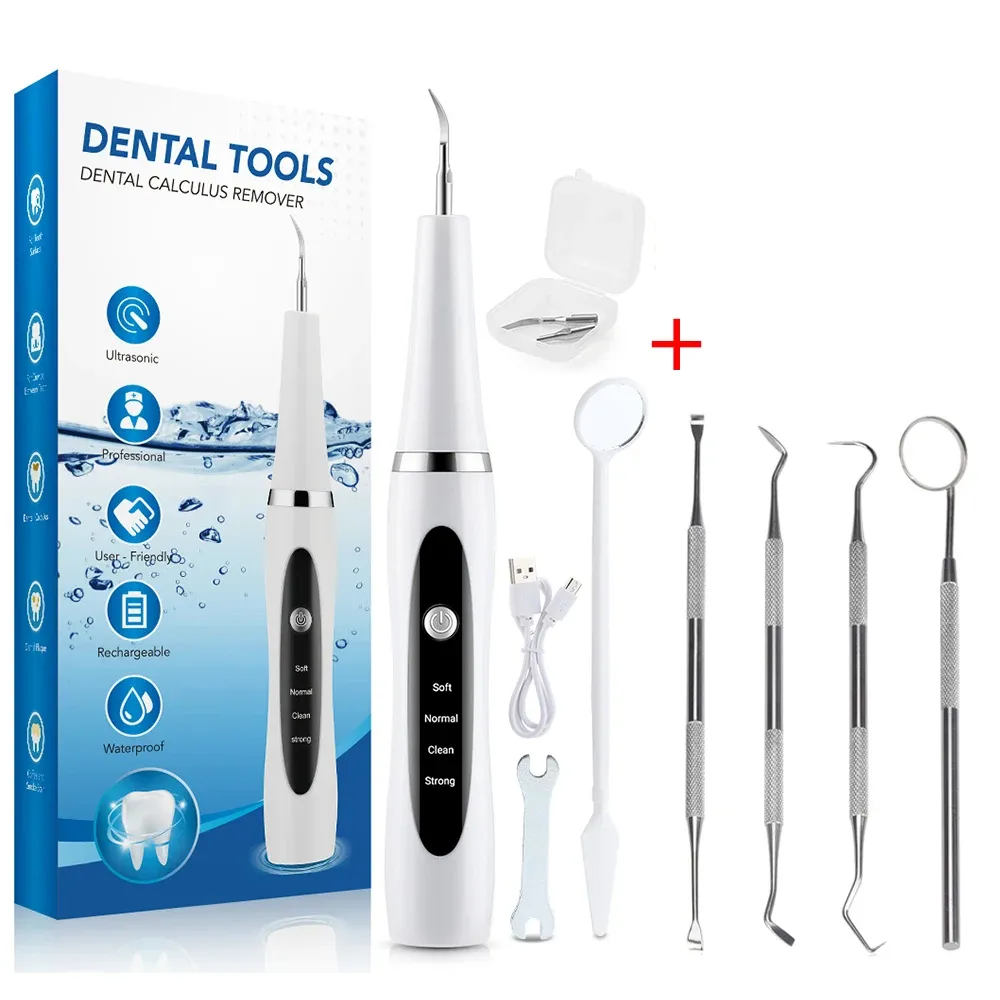 Irrigadores Scaler Ultrassônico Scaler 4 Modos de limpeza dentes Branqueamento de tártaro manchas de placa de removedor Cuidado oral USB 800mAh USB 800mAh