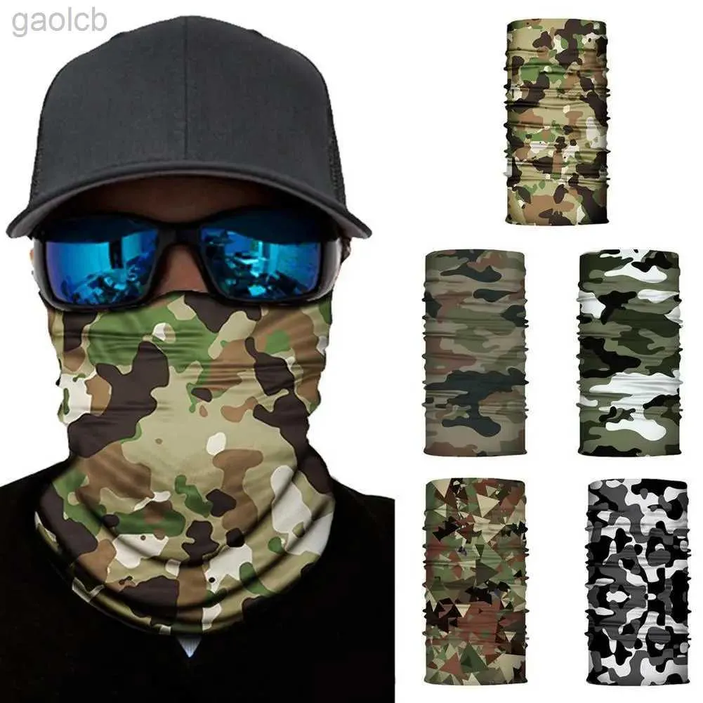 Fashion Face Masks Neck Gaiter Unisex Camouflage Ice Silk Magic Bandana Oor Hanger Half gezicht Masker Outdoor Visserij Wandel Cycling Neck Cover Scarf 240410