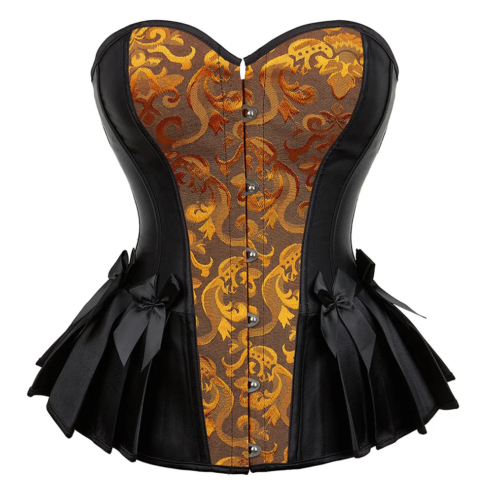 Sexy corsé bustier top blusa estampada lencería floral vintage overbust corset patrón gótico corsetto