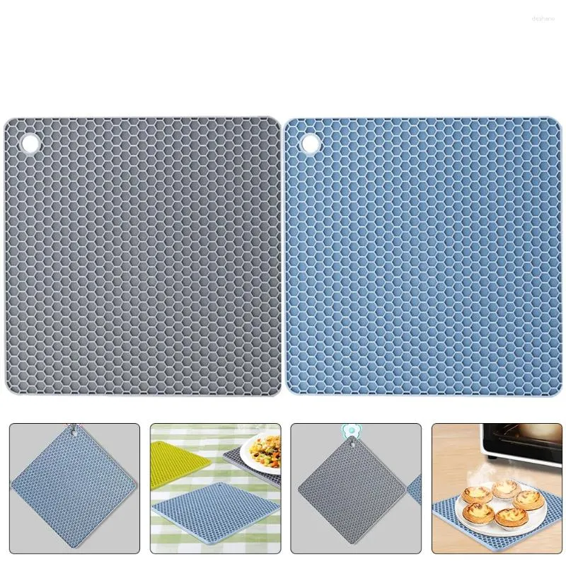 Table Mats 2 PCS Silicone Honeycomb Mat Pot Holders non glipt avec des sous-verres à domicile Silice Gel résistant à la chaleur pour la cuisine