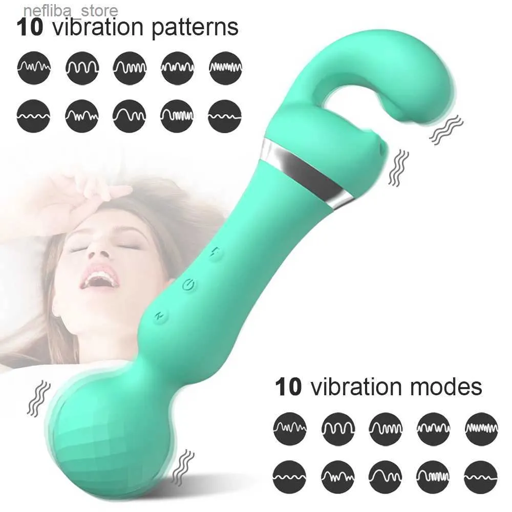 Autres éléments de beauté de la santé puissant AV Magic Wand Vibrator Dildo Adult Adult Toy Femmes G-spot Clitoral Minde Massage Clitoral Massage Stimulateur 2 dans 1 AV Vibrateur L410