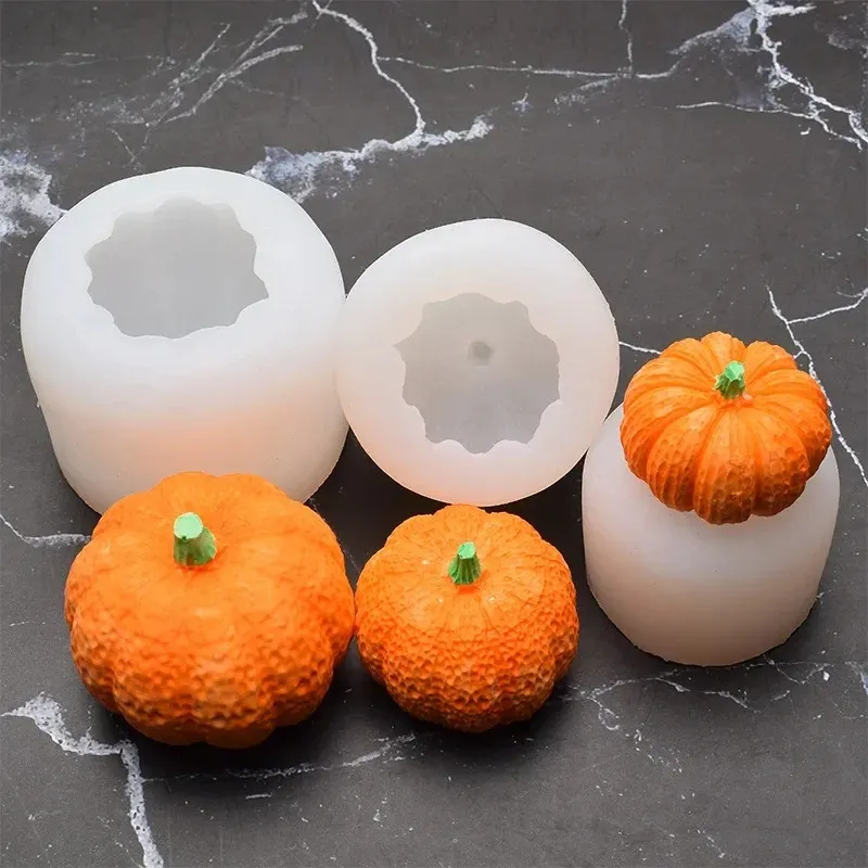 Halloween 3D Pumpkin Candle Mold Manual DIY Old Pumpkin Christmas Aromatherapy Candle Decoration Silicone Abrasive Tool