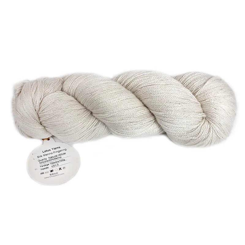 100g Silk Merino fil doigté dk poids tricot à main Crochet undié DIY Natural blanc doux qualité haute qualité