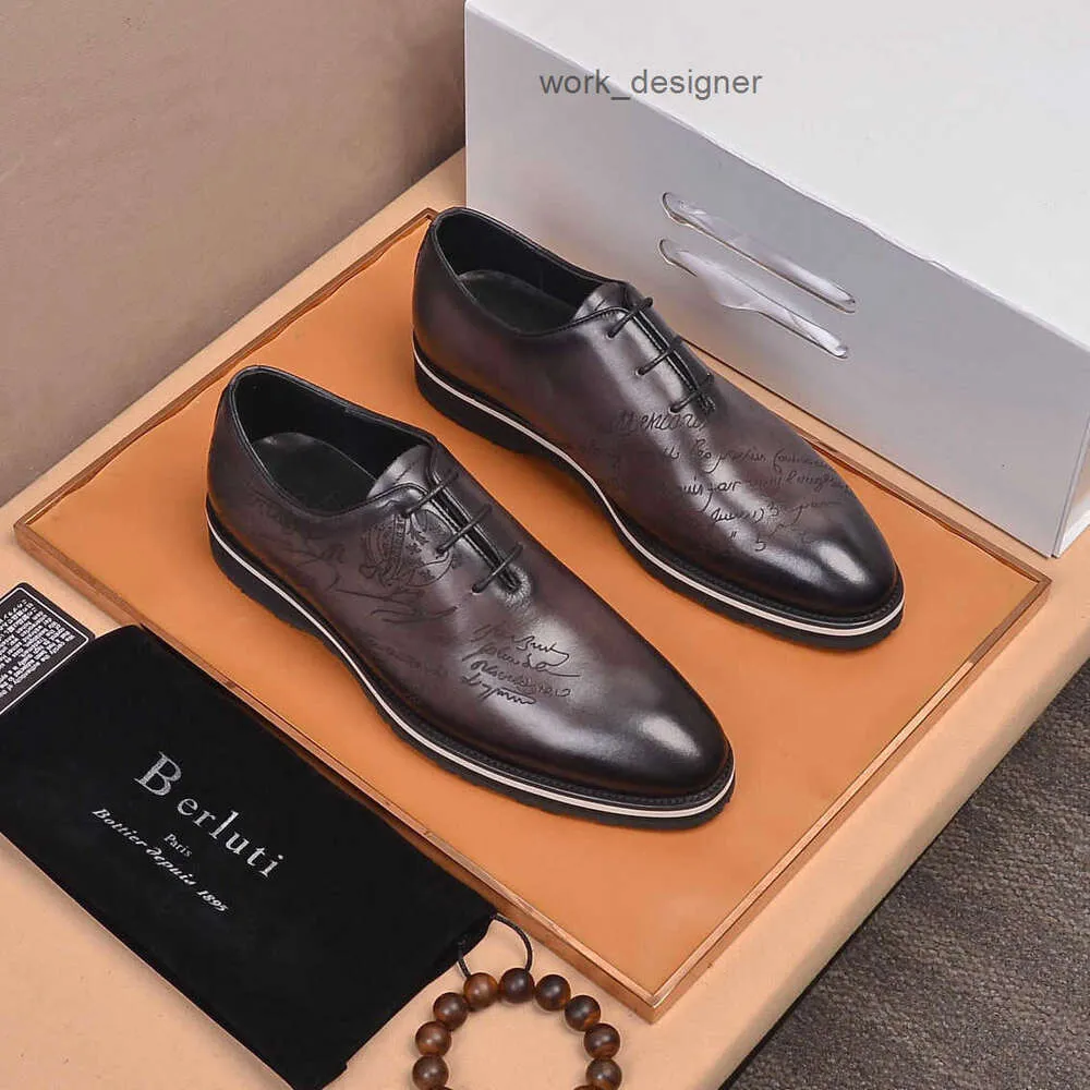 Designer Berluti Sapatos de vestido de couro tênis de couro Mens sapatos Berlut Bru Mens de qualidade de gama de vaca de qualidade Sapatos de couro Casual One Mens Shoes WN-PIHG 5SM8