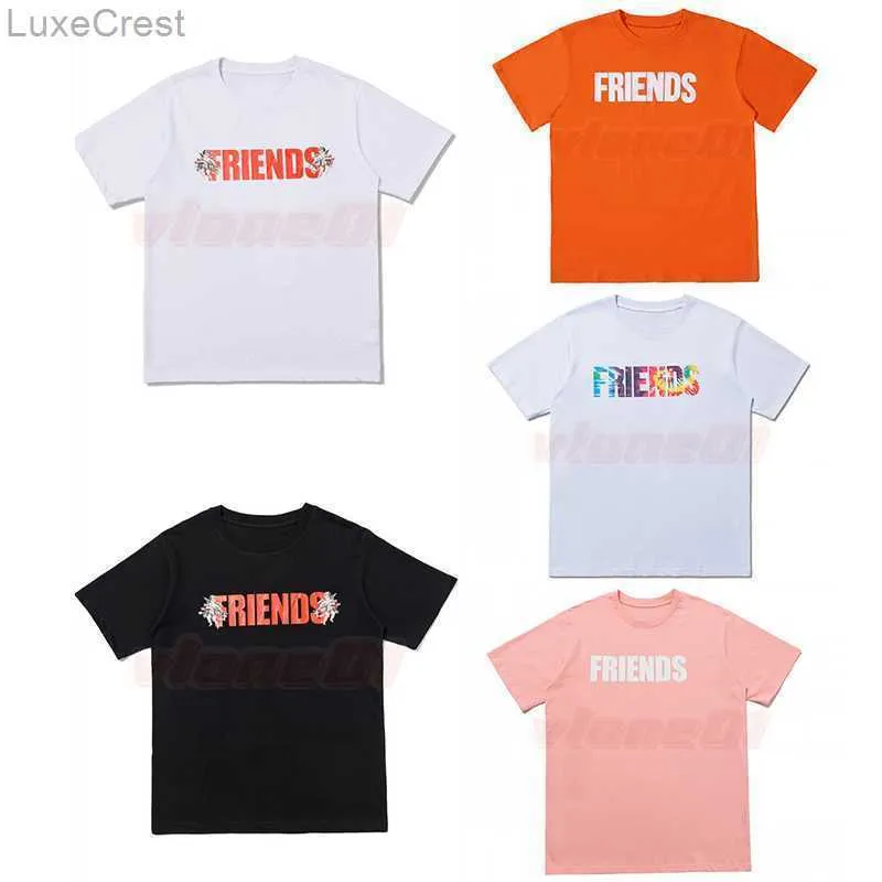 Mens T-shirts Fashion Friends T Shirt Män kvinnor Hip Hop Orange Kort ärm Designer Tees Size S-XL