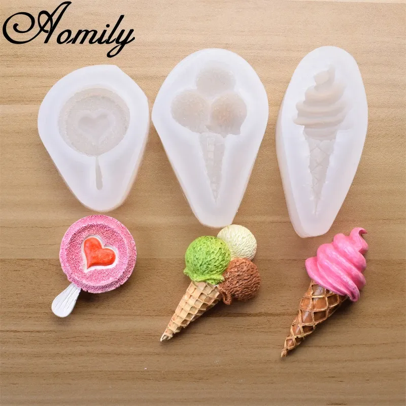 Aomily Silicone Cake Mold Diy Ice Cream Lolly Lolly Fondant Mold Sugar Craft Molds Molds Pastry Tool Bakkerij Accessoires