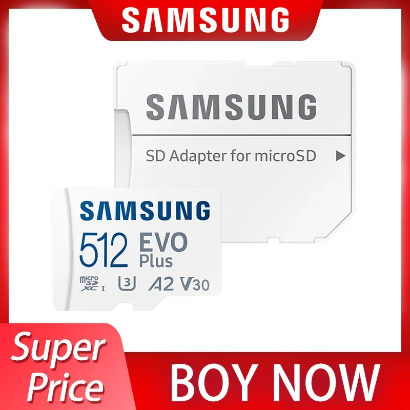 Kort 100% Original Samsung Evo Plus Micro SD -kort 64 GB 128 GB 256 GB 512 GB Klass 10 Överföringshastighet upp till 130 MB/S UHSI Memory Card