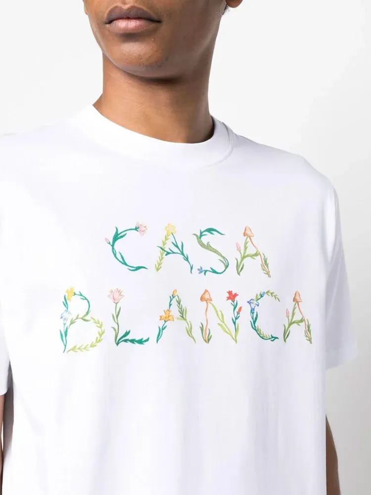 Dresses Colorful Floral Letter Casablanca Print T Shirt Men Women High Quality Tennis Club Tshirt Cotton Short Sleeve