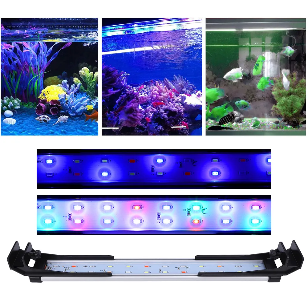 IP65 LED a LED a LED a LED a tempo Acquario 22/32 cm Modifica delle lampade del serbatoio del pesce staffe estesibili Light a doppia fila Luce pianta a spettro completo