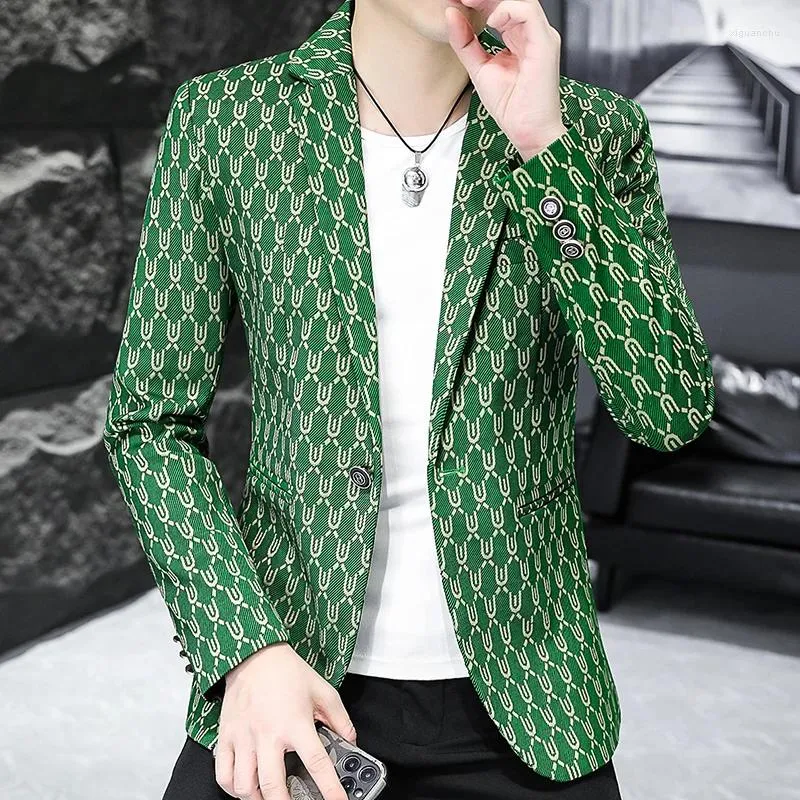 Men's Suits 2024 Fashion Trend Model To Promote Casual Suit Slim-fit Personality Korean Handsome Single Jacket