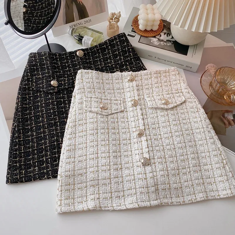 DHgate.com:Retro Chic Tweed Mini Skirt | High-Waisted A-Line