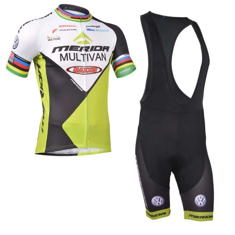 Merida Team Cycling Sleeves Jersey Bib Shorts Sets New Men Houstable Clothing Summer MTB Bicycle Wear U42623313J