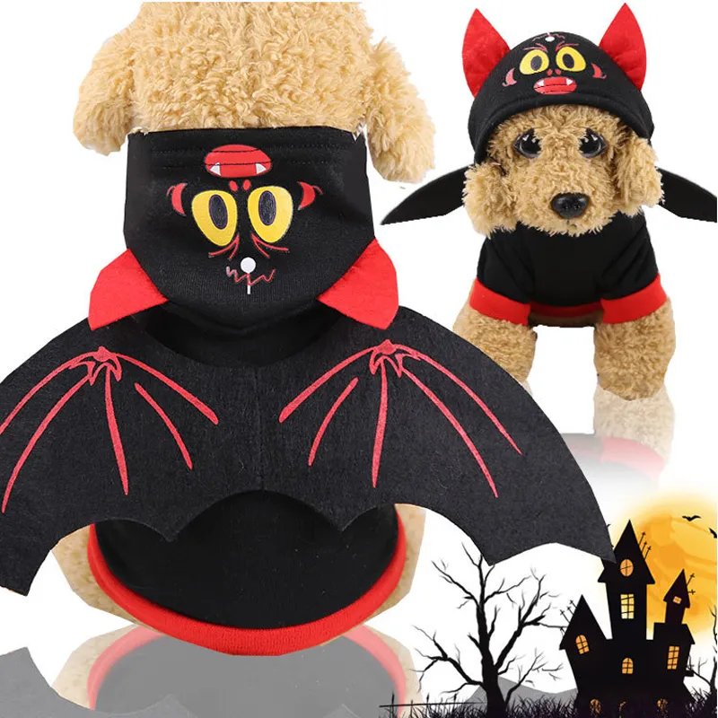 Halloween gato cachorro bastão asas de roupas cães pequenos festas de natal cachorro moletom cão gato de gato de gato engraçado e capuz de inverno