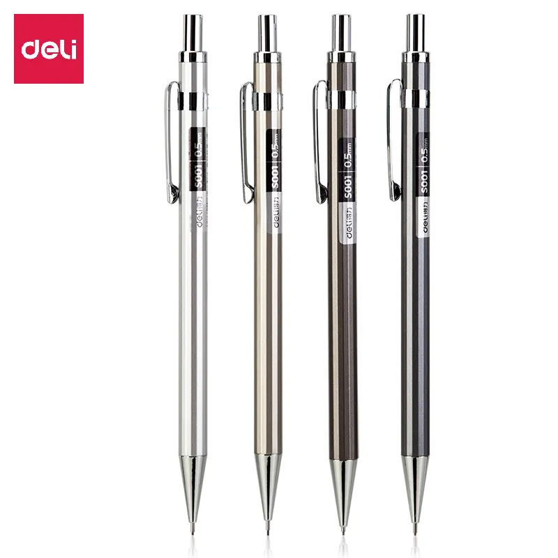 Deli 0,5 mm mechaniczny zestaw ołówków metalowych Automatyczne ołówki grafitowe Ołówki do artykułów szkolnych