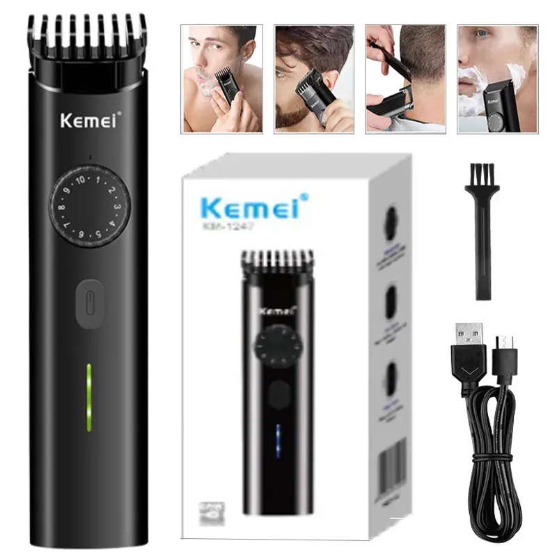 Trimmers KM1247 Rechargeable Electric Hair Clipper New Silent Wireless Hair Clipper Men Shaver Trimmer For Barber Professional Hair Clip