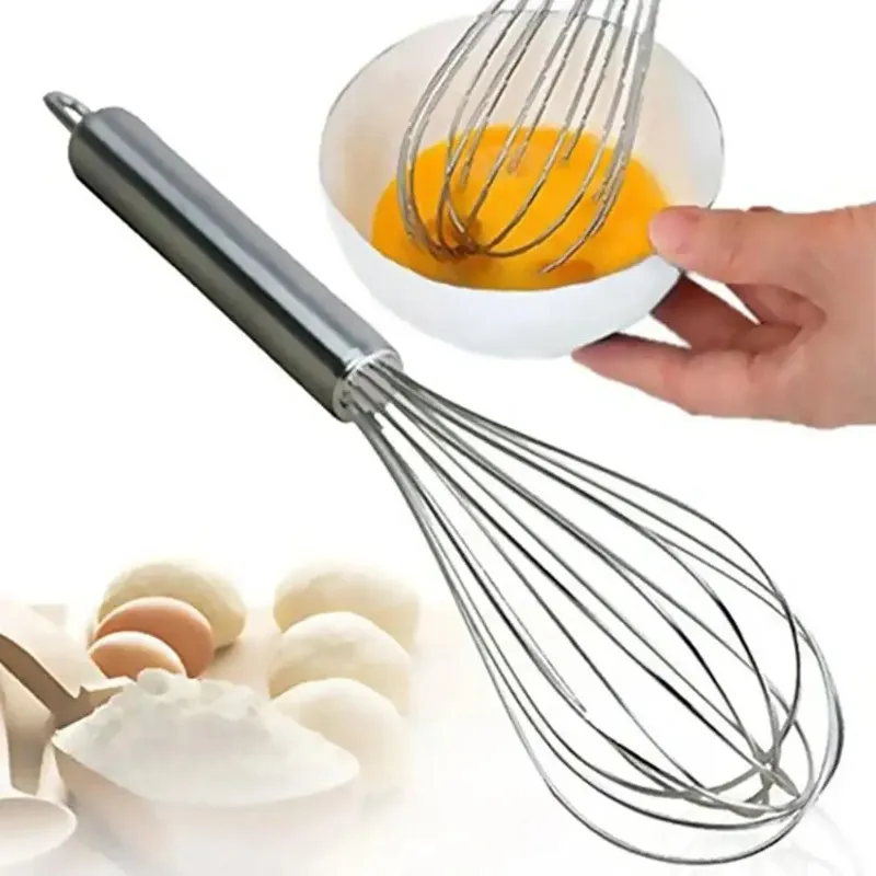 Novo 2024 8/10/12 polegadas de aço inoxidável Balão de balão de batedor manual de ovo batedor de cozinha cozinha assar