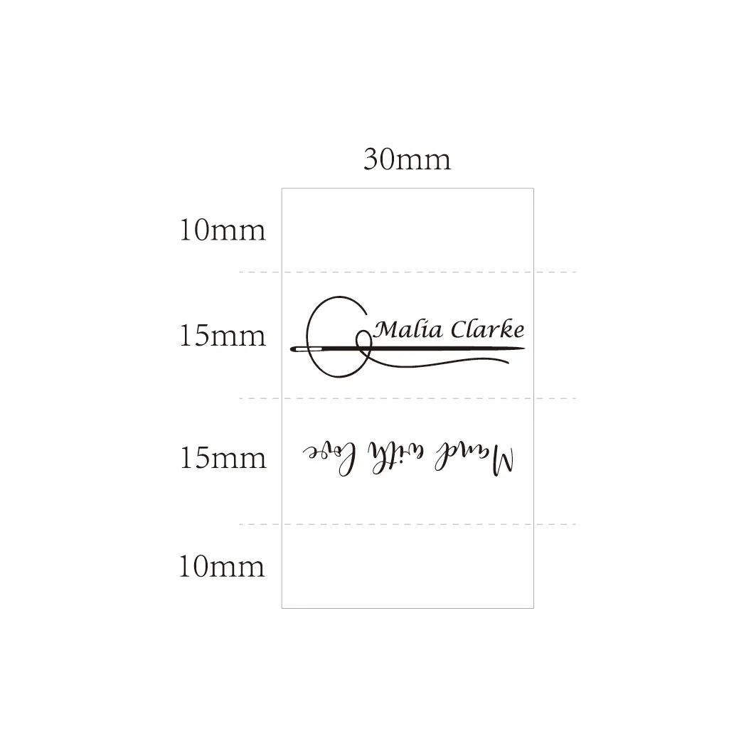 Etykiety do szycia / Niestandardowe marki, etykiety odzieżowe, maszyna do szycia, tkanina 100% bawełny, tekst niestandardowy (FR091)