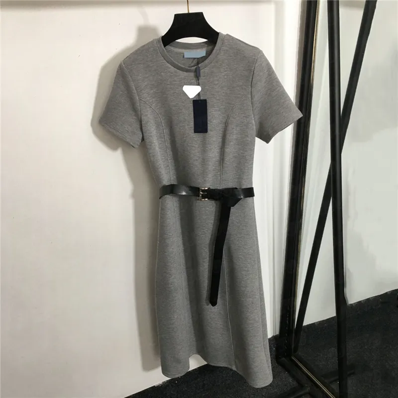 Dresses Letter Badge Womens Dresses Skirts With Belt Short Sleeve Slim Dress Designer Fashion Skirts For Girls