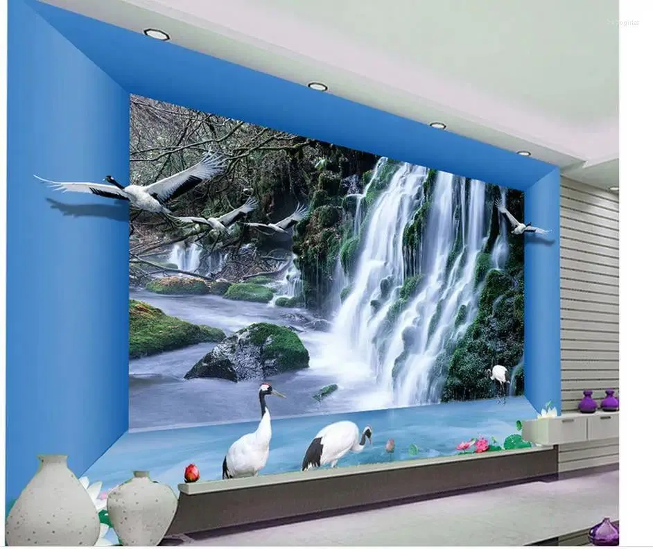 Fonds d'écran Fond d'écran 3D pour l'espace de chambre cascade de vie en arrière-plan.