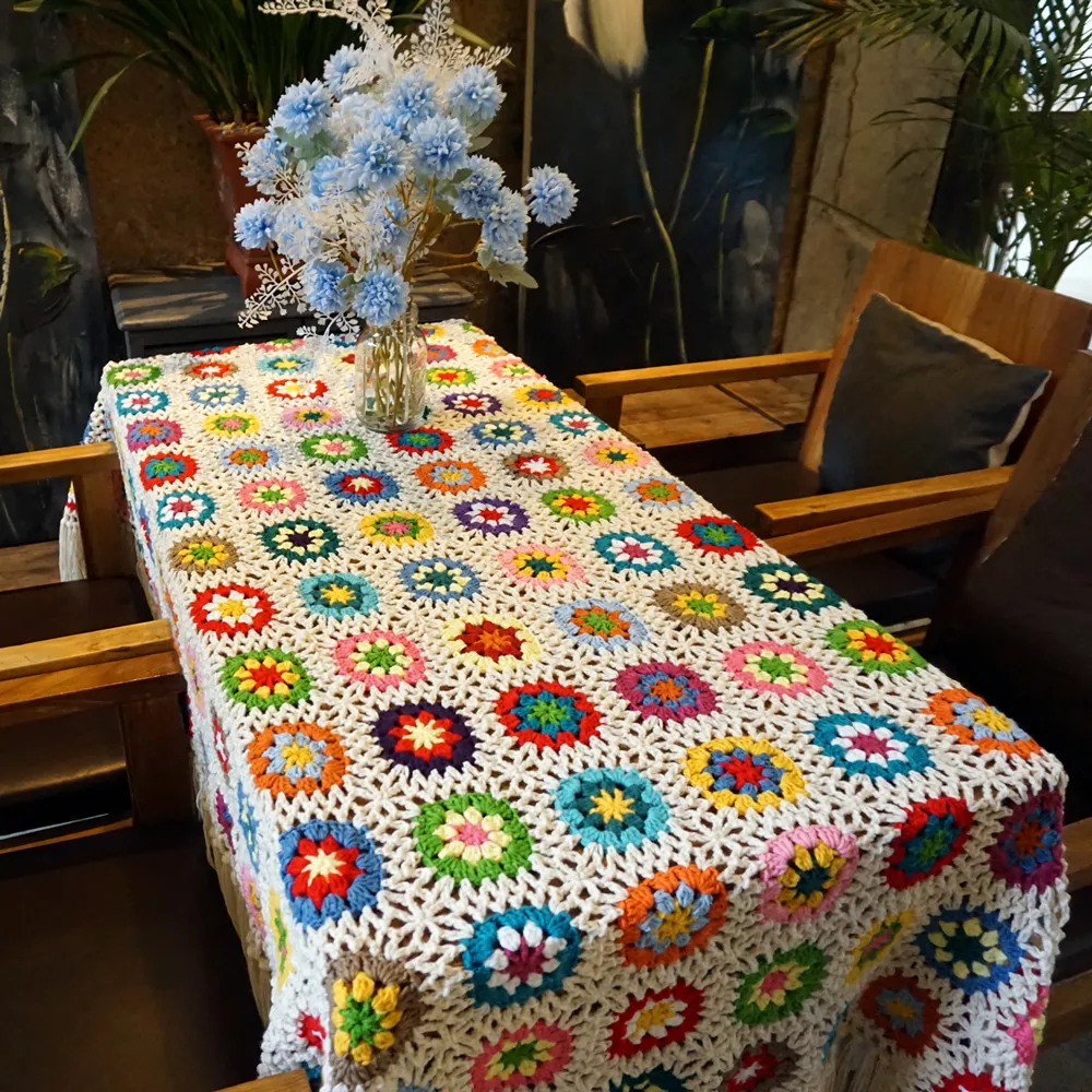 Multi Color Handgjorda Granny Square virkning filt Granny filt Homeiving Wedding Present