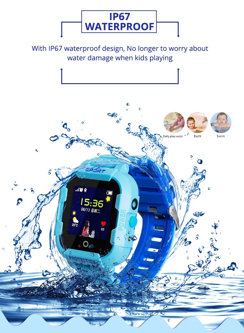 Wonlex Smart Watch GPS -камера Водонепроницаемой IP67 KT03 Kids Watch Phone