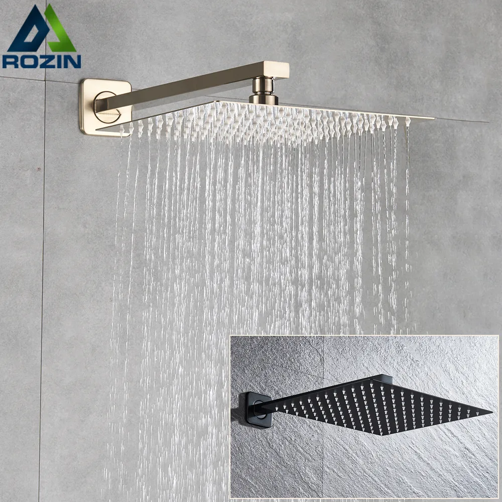 Rozin fırçalanmış altın yağış duş başlığı banyo 8/10/12 "ultra çizgili stil üst duş başlığı duvara monte duş kolu