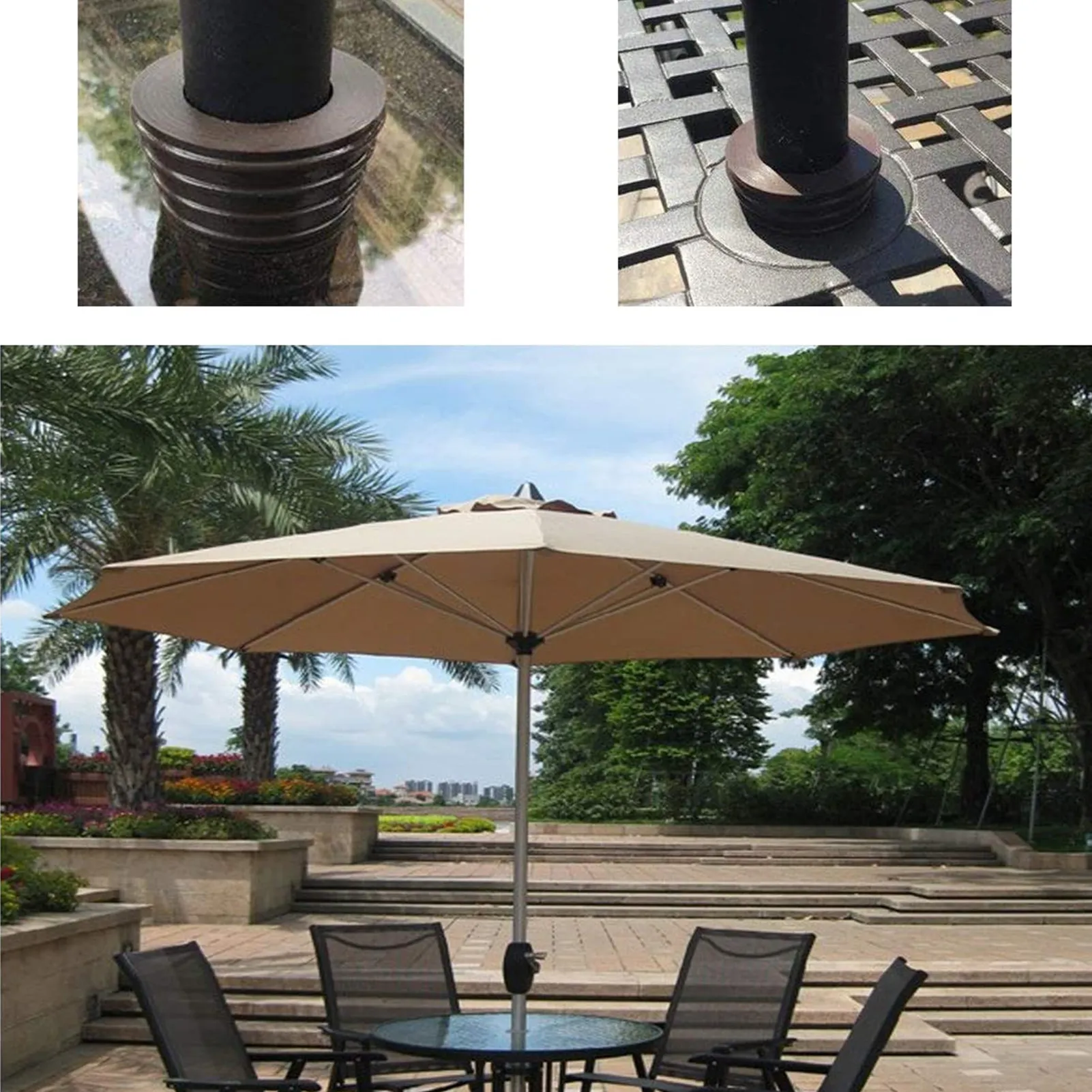 black and sand striped patio umbrella Terrace Umbrella  Monaco Black Stripe